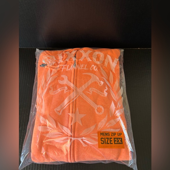 New Men’s Dixxon Full Zip Orange Hoodie 2XL - Picture 2 of 3